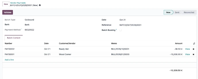Odoo batch payment grouped by bank, ready for Bank of Cyprus XML export